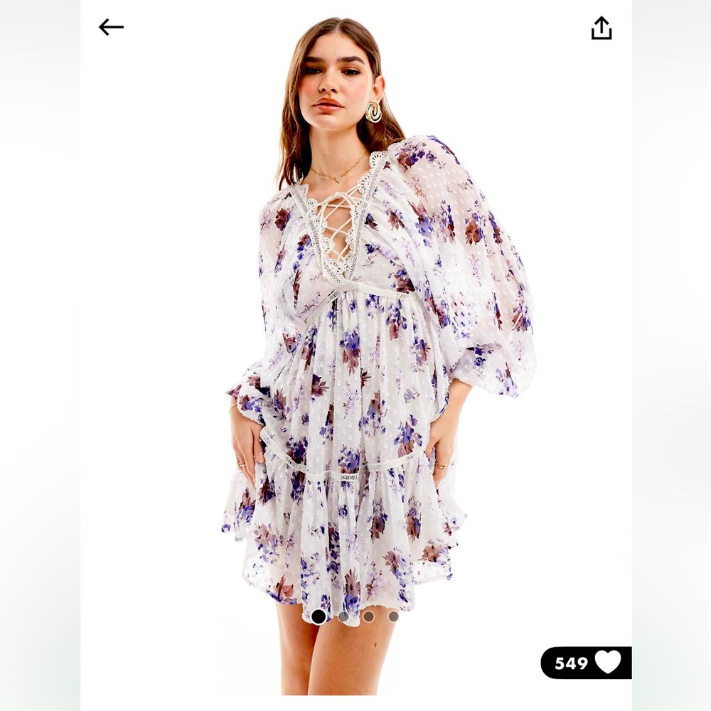 Floral Lace-Up Dress ASOS Sz 10